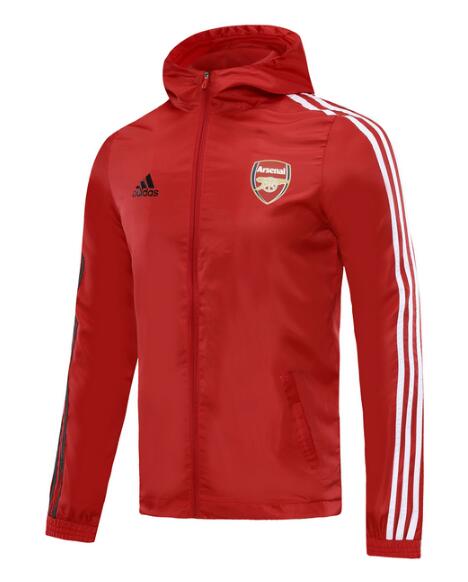 Arsenal Red White Windbreaker Hoodie Jacket 2020/21